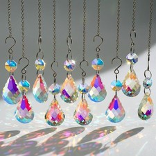10pcs Crystal Suncatcher Prisms, 38mm Chandelier Beads for Decor