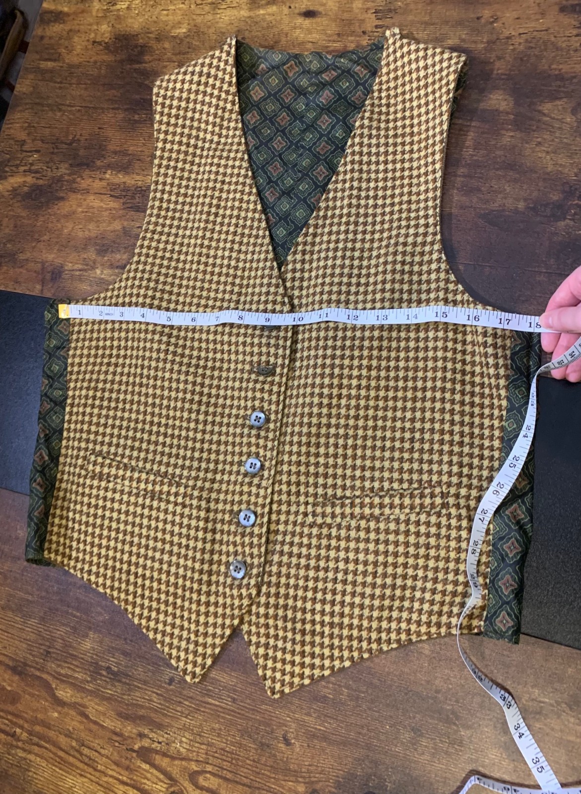 Handmade Reversible Green and Patterned Vest with… - image 10