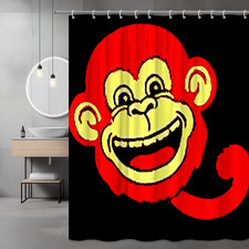 Monkey Face Graphic Shower Curtain Red Yellow Black