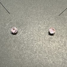 14K Yellow Gold Cute Pink round Cut CZ Stud Screw Back Earrings