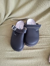 Abeba Leather Nurse Hospital Kitchen Back Strap Mule Clog Made In Germany 