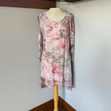 Y2K Cal Style 3/4 Sleeve Dress Large Embellished Pink Lace Floral Fairycore