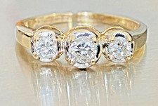 14ct Gold Natural Diamond Trilogy Engagement Ring 14 Carat Antique 14K 0.45ct