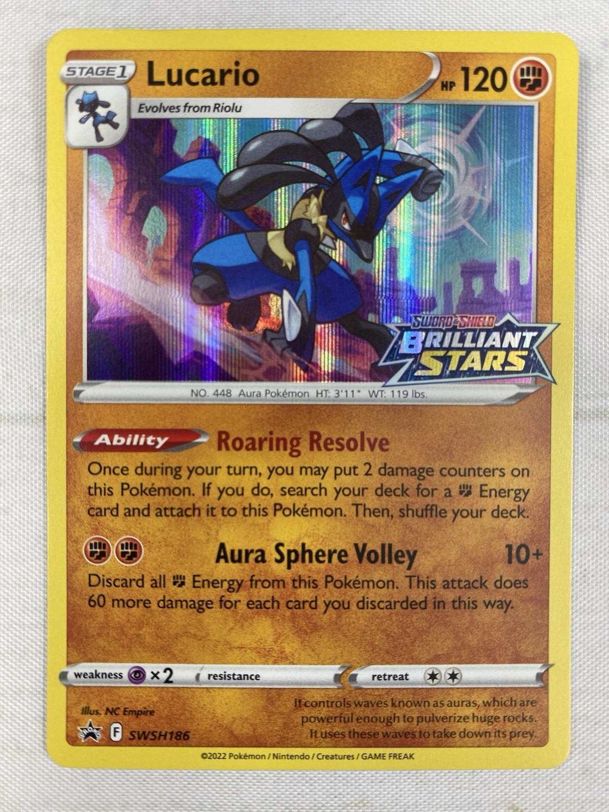 Lucario - Brilliant Stars Stamped Black Star Prerelease Promo SWSH186 Pokemon NM