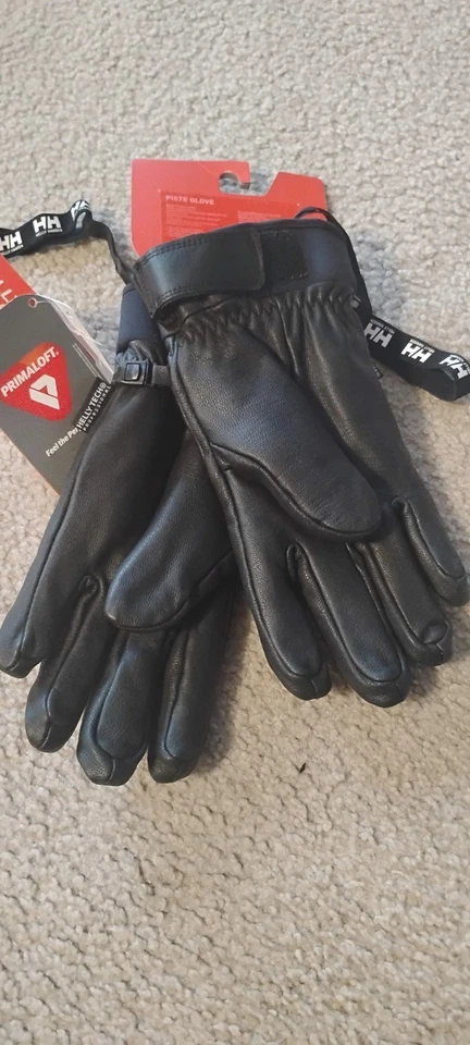 Guantes aislantes de cuero genuino negros calce regular Helly Hansen para hombre nuevos con etiquetas grandes Foto 4 de 4