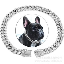 New Style Pet Collar Necklace Cat Dog Full Diamond Cuban Chains Dog Chains Lock 