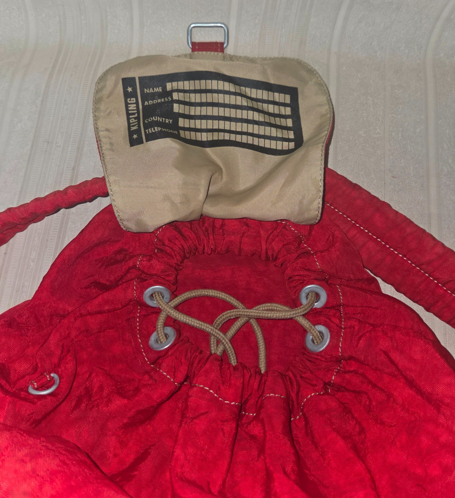KIPLING Red Backpack with Drawstring NO MONKEY - image 8
