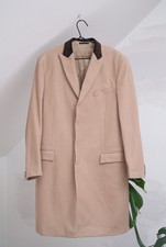 Givenchy Paris Luxury Men's Beige Wool  Cashmere Coat Size 54 Made in Hungary
