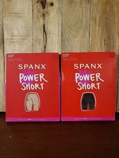 SPANX Power Shaper Shorts Soft Nude  Very Black - Size S 6" Inseam - 2 Pair