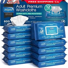 Aloe Vera Adult Disposable Washcloths Hypoallergenic Moist Wipes 600 Count New