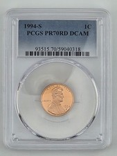 1994 S 1C Lincoln Cent Proof PCGS PR70RD DCAM Red Ultra Cameo Free Shipping