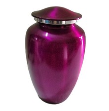 Deep Pink Metal Urn Human Ashes Adult Cremation Urns in Velvet Bag 10" us