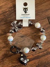 NEW Sanrio CHOCOCAT Cell Phone Wristlet Charm Chain Strap Kawaii Chunky Beads