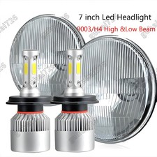 7 Round Glass Headlight Lamp Hilow Beam Fits H4 Led Hid Halogen Bulbs