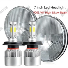 7" Round Glass Headlight Lamp Hi/Low Beam Fits H4 LED HID Halogen Bulbs