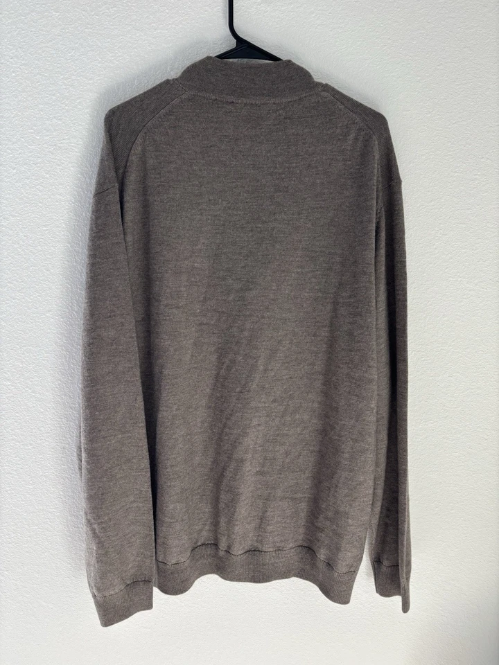 Suéter Pullover Para Hombre Turnbury Cuarto Cremallera Lana Merino Extra Fina Marrón XL Foto 3 de 3