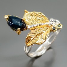 Handmade Natural Black Opal Ring 925 Sterling Silver Size 6 /R434993