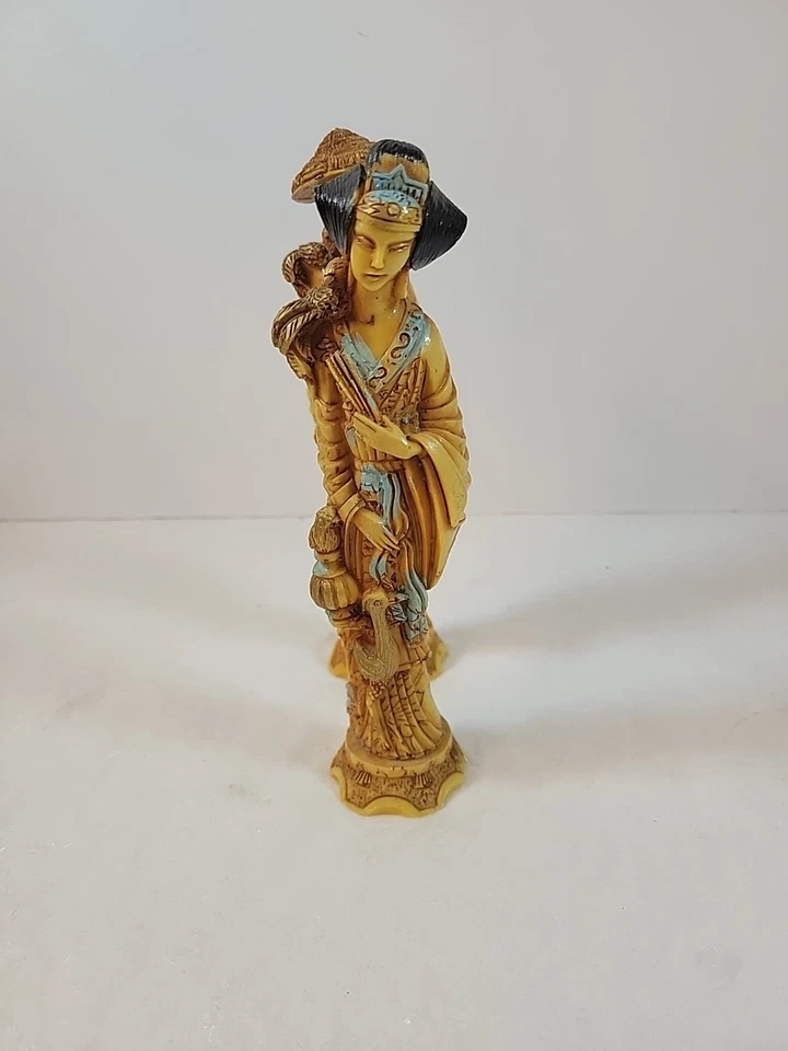 Oriental Chinese Resin Figurines Statues Old Man Bird Lovers Vintage - Image 2 of 4