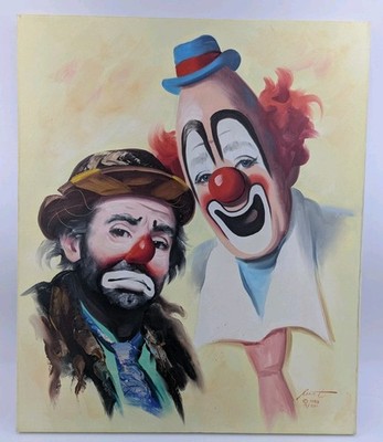 Emmett Kelly & Lou Jacobs Kelly Clown Painting Oil Canvas Rusty Rust LE 15/250