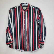 Natural Issue Mens Large Vertical Striped Multicolor 90s Style Long Sleeve