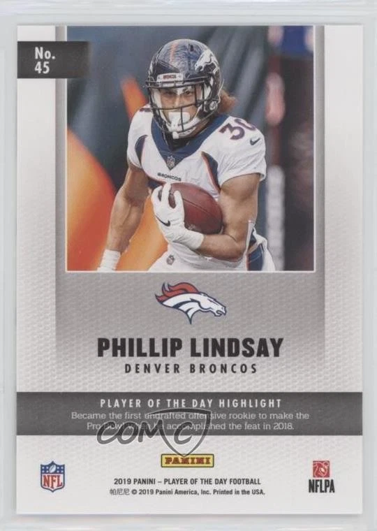 2019 Panini Player of the Day Phillip Lindsay #45 - Image 2 of 2