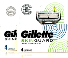 GILLETTE SKINGUARD * 2 X 4-PACK *(8)  REFILL CARTRIDGES WITH A TOUCH OF ALOE