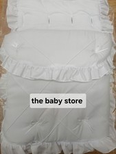 Baby  girls  / boys all  White  Ribbon bows  Foot Muff Cosy Toes Pram buggy