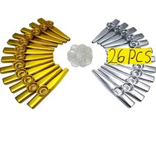 26Pcs Metal Gold And Silver Kazoos With 20Pcs Kazoo Flute Diaphragms,Musical ...