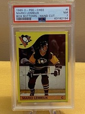 1985 OPC Lemieux #I ROOKIE hand cut box bottom PSA 7!