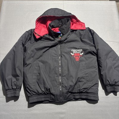 Vintage 90s FANS Pick Chicago Bulls Puffer Hooded Jacket Mens Medium Black
