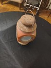 Vintage 4 sided Red Metal and Brass Glass Rail Road oil lamp Hong Kong — photo 2