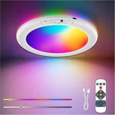 RGB Rechargeable Motion Sensor Ceiling Light Wireless Remote Closet Hallway LED