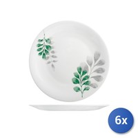 6X Bormioli Rocco Opalglas Flache Teller Botanica GrüN 27Cm