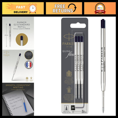 Medium Tip Black Ballpoint Pen Ink Refills - 3 Count, Smooth Writing, Quick Dry