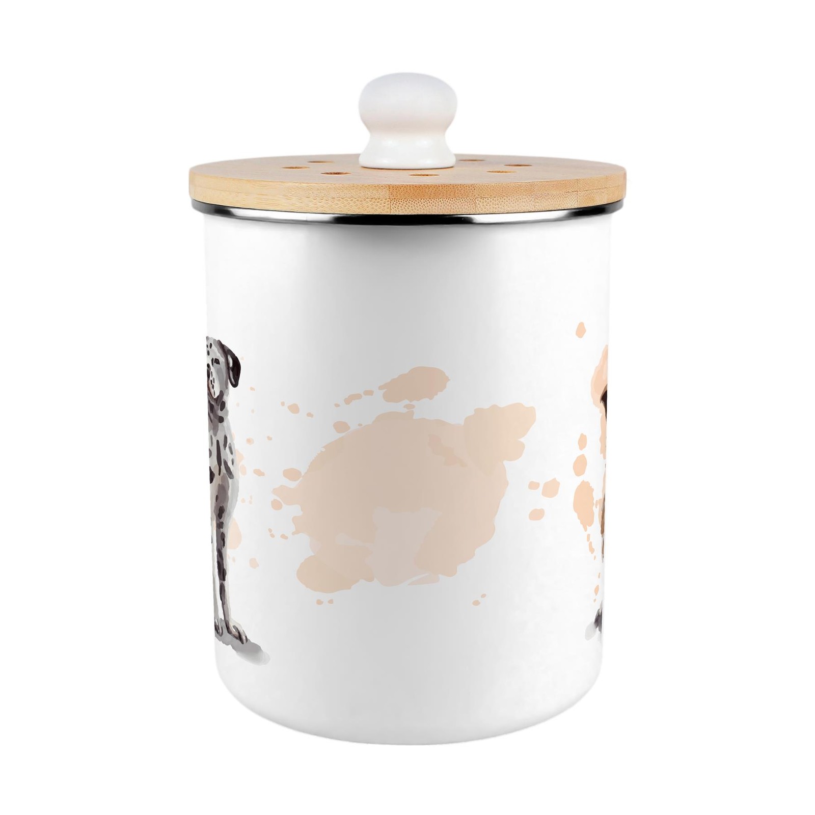 Illustrated Dogs Food Waste Bin - Decorative Kitchen Compost Caddy, 2L