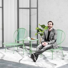 Outsunny Bistro-Set 3-teilig aus Stahl Wetterfest Gartenmöbel Set Outdoor