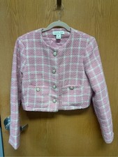 Rachel Zoe Pink and White Tweed Cropped Blazer