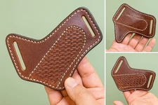 Leather Folding Blade Pocket Knife Sheath Belt Pouch EDC Tools Pocket Camping