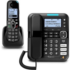 Image of AmpliComms BigTel Digital Cordless Phone with Amplified Audio/Ans Machine-Black