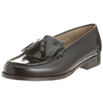 Haruta Damen Leder Quaste Halbschuhe 3E traditionell schwarz 3138 aus Japan