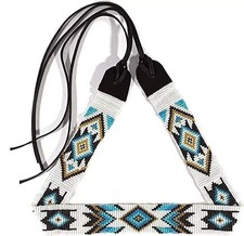 Handmade Beaded Hatband Tribal Southwestern Native-Style Cow Rodeo Hat Band