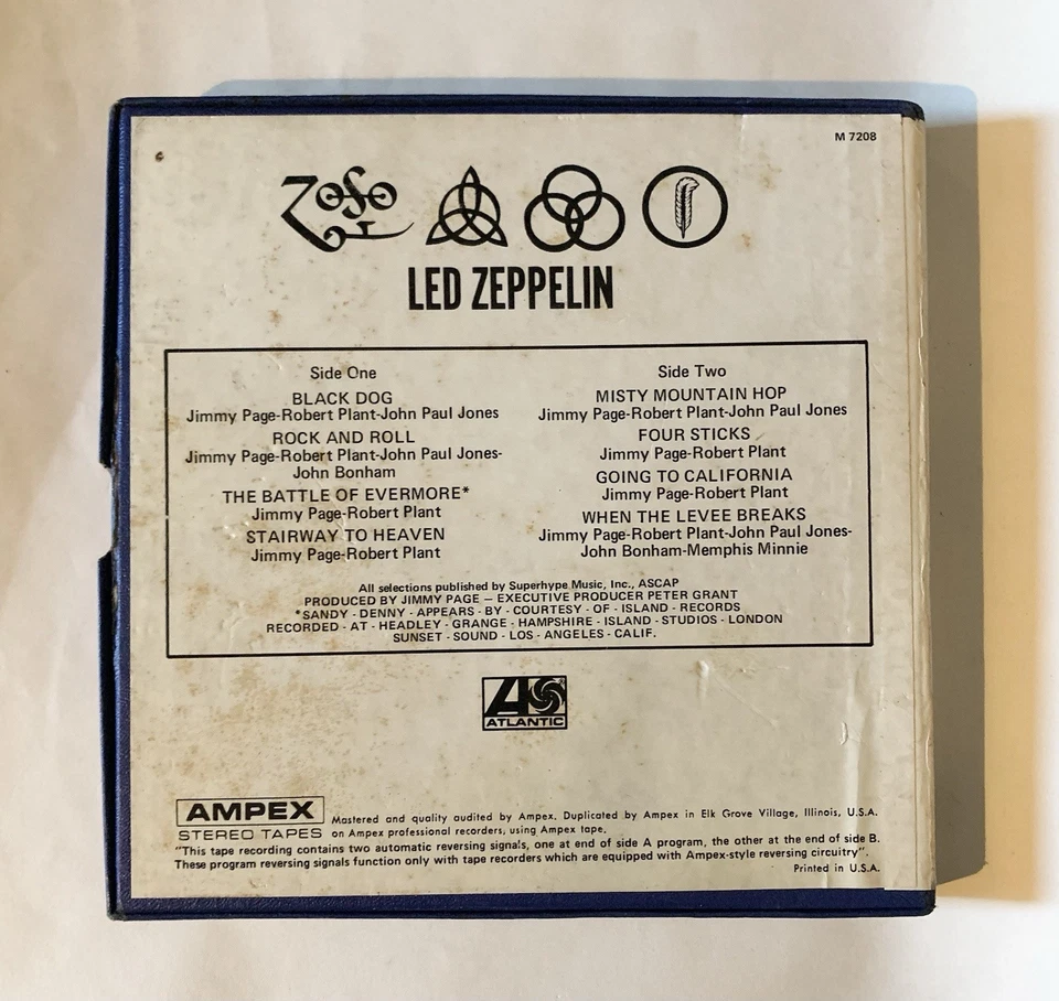 Vintage LED ZEPPELIN IV • ZOSO •  M-7208 • 7 1/2 IPS Stereo REEL to REEL TAPE - Image 3 of 4