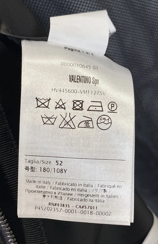 Valentino Hombres Negro Bomber Cremallera Chaqueta con Capucha Talla 52 Foto 4 de 4