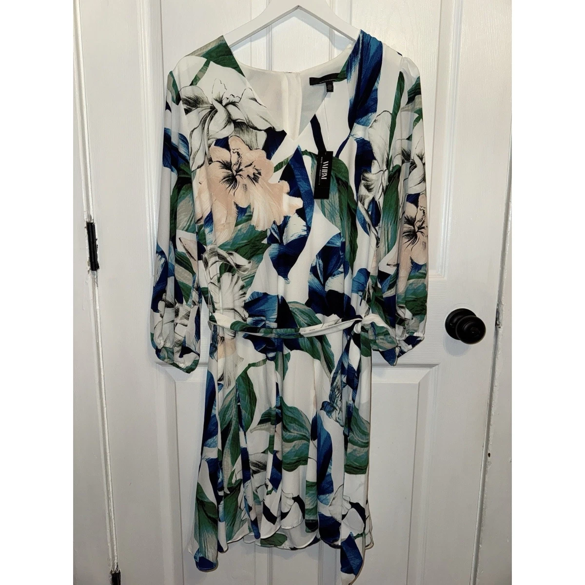 white linen dresses for ladies Embroidered Loose V-neck White Linen Dress L / White