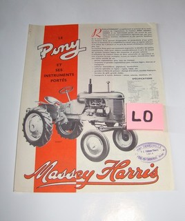 Prospectus MASSEY HARRIS Tracteur Pony et Instruments no SFV Cormick Fiat Fahr