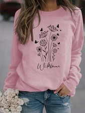 Ladies Printed Pullover Sweatshirt Hoodie Long Sleeve Casual Loose Top