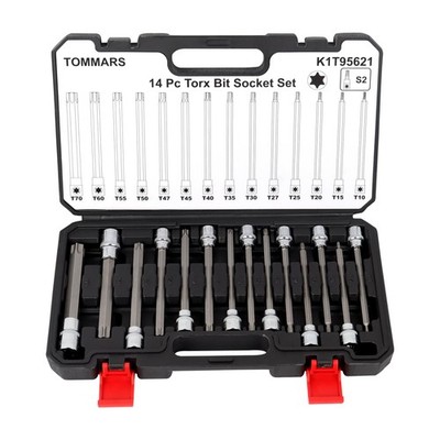 TOMMARS 14-PC Long Torx Bit Socket 14-Piece, T10-t70