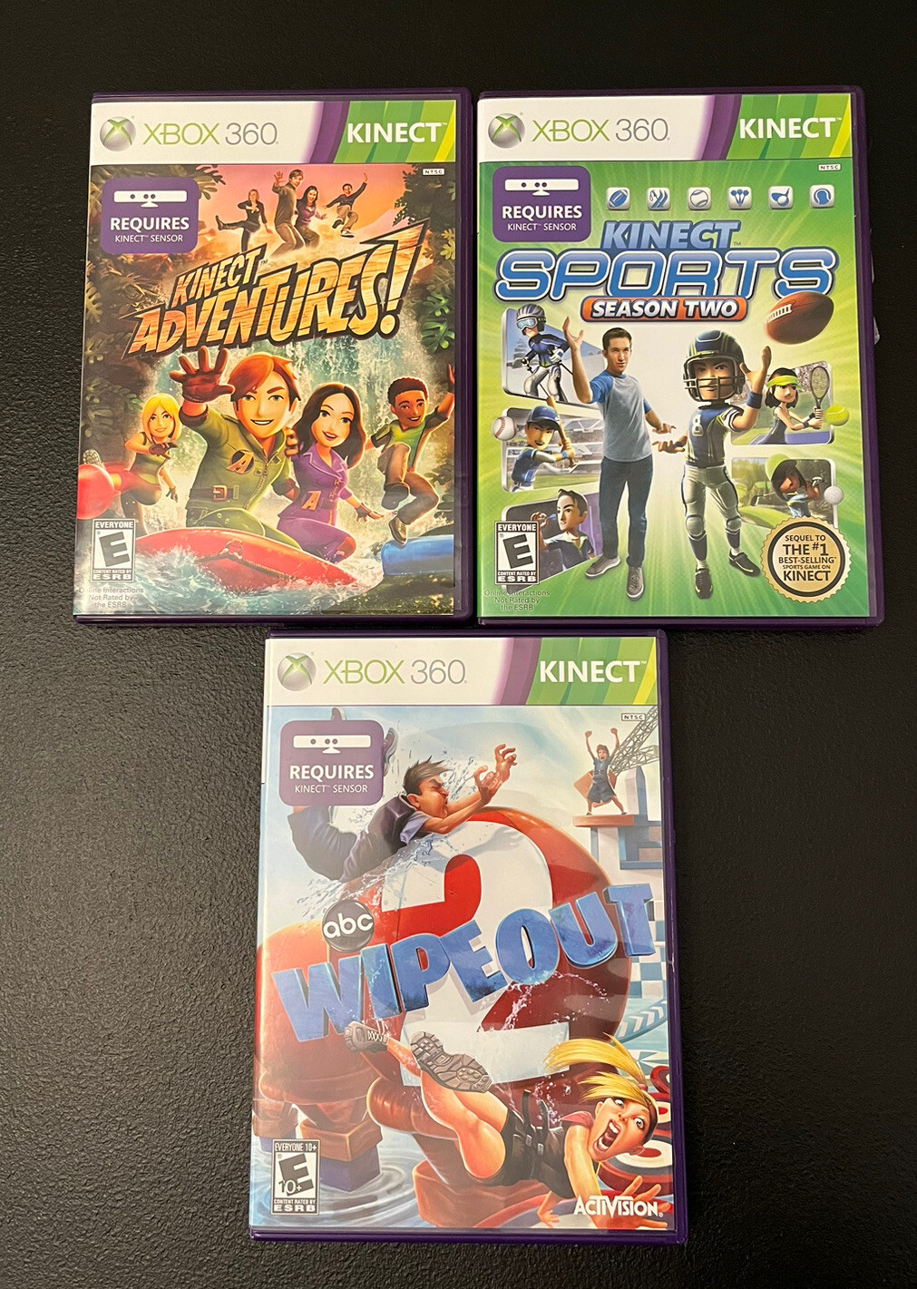 Xbox 360 Kinect Bundle / 3 Games - Sports Season 2 - Adventures - Wipe Out