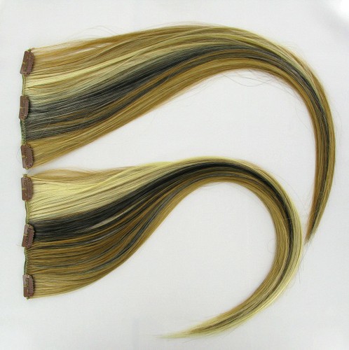Haarclip Extensions hellblond gelockt hellkupfer und schokolade 60cm 15613h4 - Bild 3 von 4