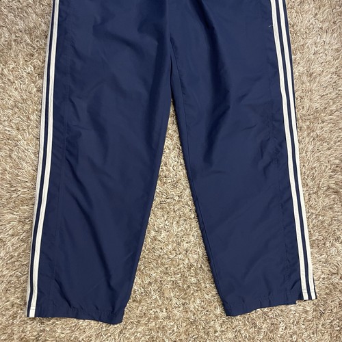 Vintage Adidas Mesh Lined Windbreaker Pants Nylon Running Blue L 35x31 Ankle Zip - Picture 5 of 15